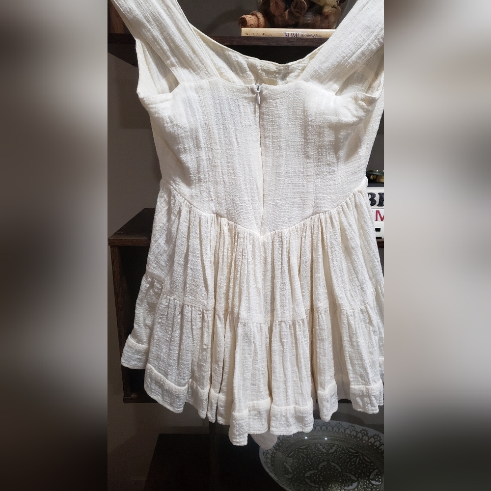 Vanessa Mooney The Elisabeth Romper Dress-Linen Style Cream Size Small - Picture 8 of 11